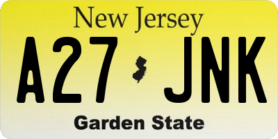 NJ license plate A27JNK