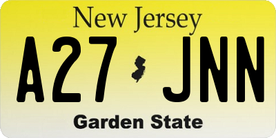 NJ license plate A27JNN