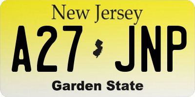 NJ license plate A27JNP