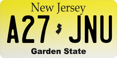 NJ license plate A27JNU