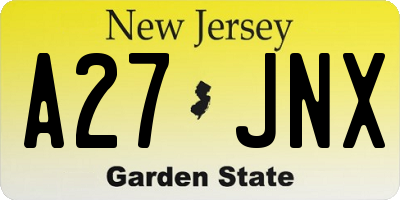 NJ license plate A27JNX