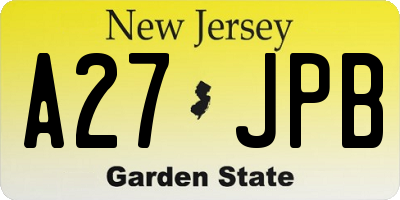 NJ license plate A27JPB