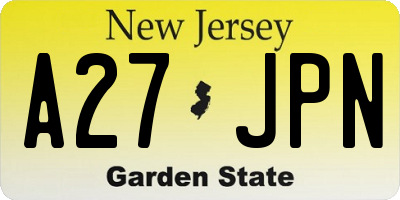 NJ license plate A27JPN
