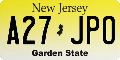 NJ license plate A27JPO