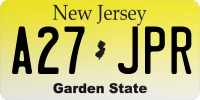 NJ license plate A27JPR
