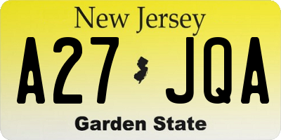 NJ license plate A27JQA