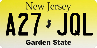 NJ license plate A27JQL
