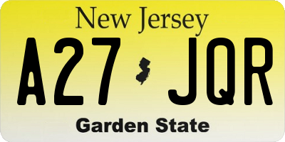 NJ license plate A27JQR