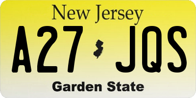 NJ license plate A27JQS