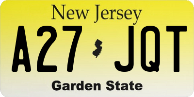 NJ license plate A27JQT