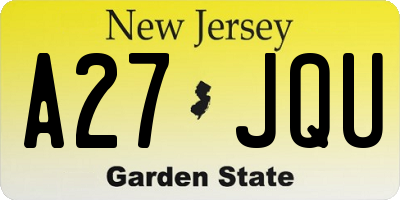NJ license plate A27JQU