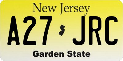 NJ license plate A27JRC
