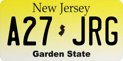 NJ license plate A27JRG