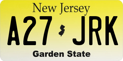 NJ license plate A27JRK