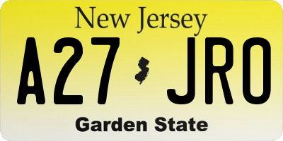 NJ license plate A27JRO