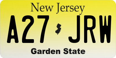 NJ license plate A27JRW