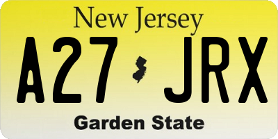 NJ license plate A27JRX