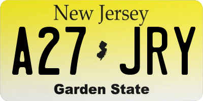 NJ license plate A27JRY