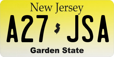 NJ license plate A27JSA