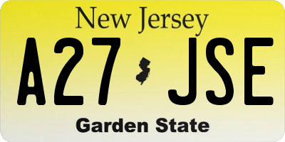 NJ license plate A27JSE