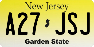 NJ license plate A27JSJ