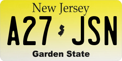 NJ license plate A27JSN