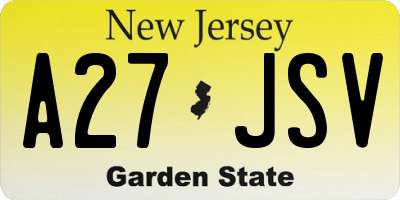 NJ license plate A27JSV
