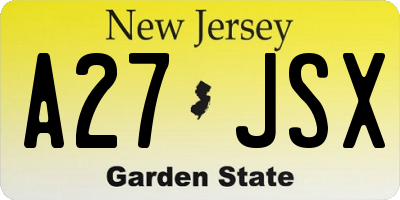 NJ license plate A27JSX