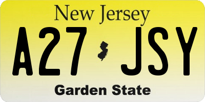 NJ license plate A27JSY