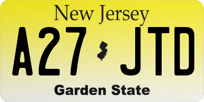 NJ license plate A27JTD
