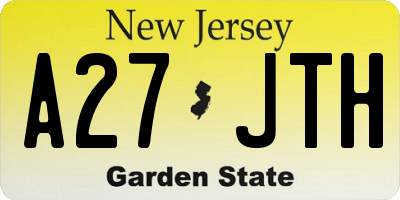 NJ license plate A27JTH