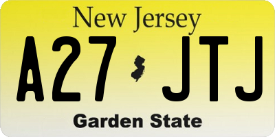 NJ license plate A27JTJ