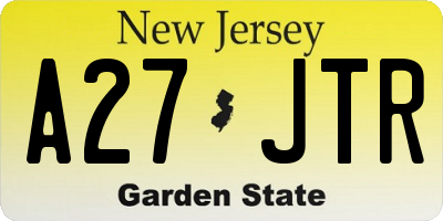 NJ license plate A27JTR