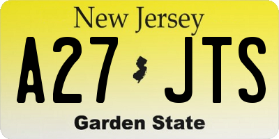 NJ license plate A27JTS