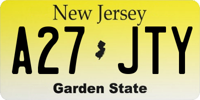 NJ license plate A27JTY