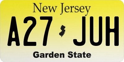 NJ license plate A27JUH