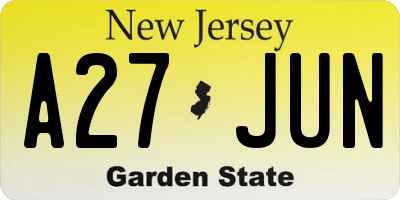 NJ license plate A27JUN