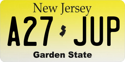 NJ license plate A27JUP