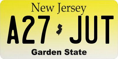 NJ license plate A27JUT