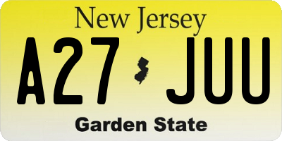 NJ license plate A27JUU