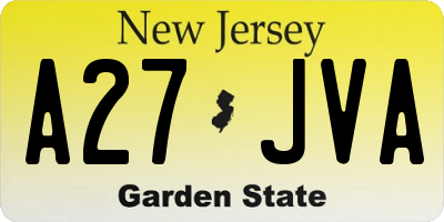 NJ license plate A27JVA