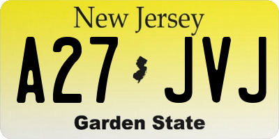 NJ license plate A27JVJ