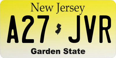 NJ license plate A27JVR