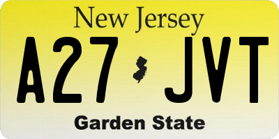 NJ license plate A27JVT