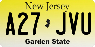 NJ license plate A27JVU