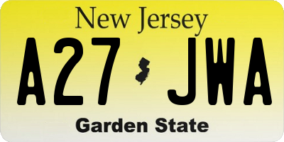 NJ license plate A27JWA