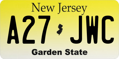 NJ license plate A27JWC