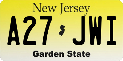 NJ license plate A27JWI