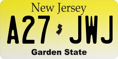 NJ license plate A27JWJ