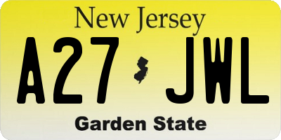 NJ license plate A27JWL